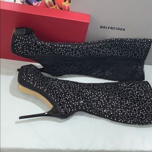 Knee high open toe platform stiletto boots